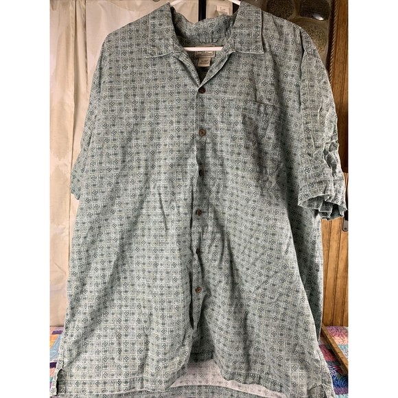 VTG LL Bean Big And Tall Blue XL-Tall Regular Short Sleeve Camp Shirt - Picture 3 of 6